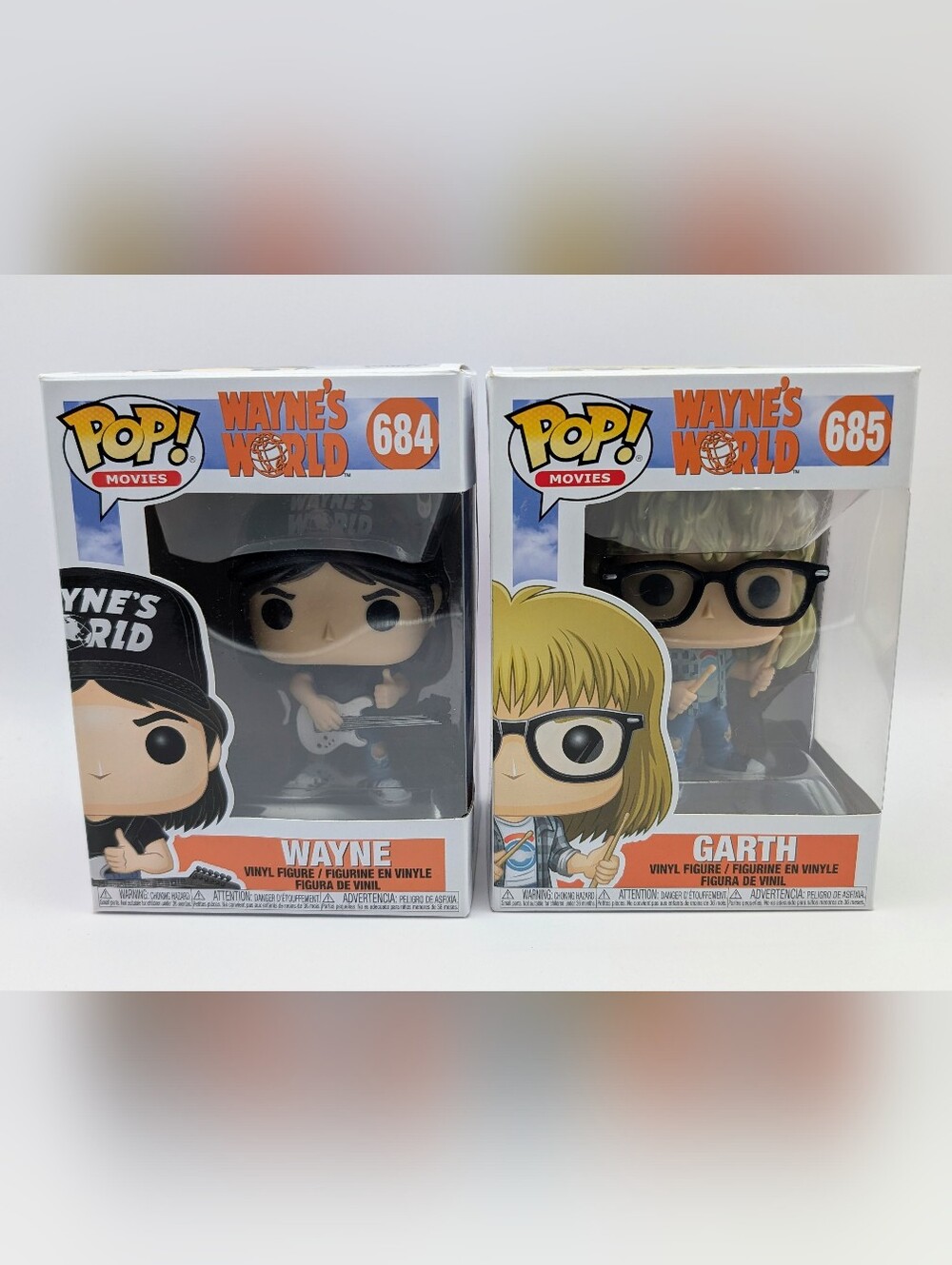 Funko Pop! Vinyl Wayne's World Wayne #684 & Garth #685 Figures Set 2018 Vaulted